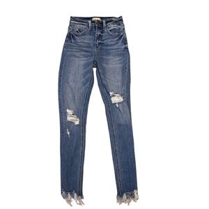 Altard State Distressed Skinny Jeans Ripped‎ Frayed Hem Denim Blue Size 24
